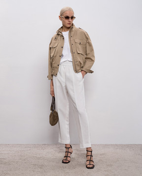 Brunello Cucinelli White T-shirt with a monil chain M0T81EC710