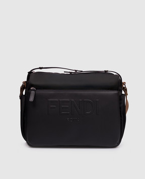 Fendi Black stroller organizer bag with textured logo 7VB014AI9U