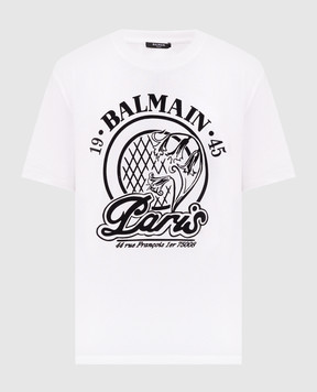 Balmain White T-shirt with textured print HH1EG000BD68
