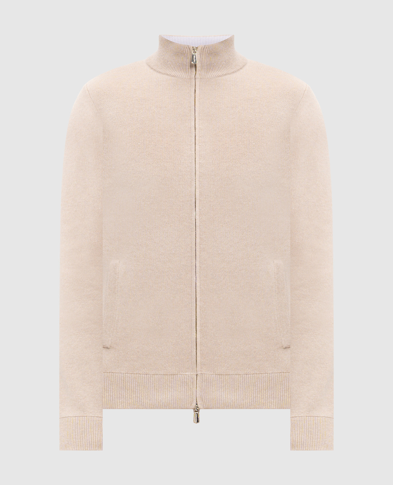 Beige wool and cashmere cardigan