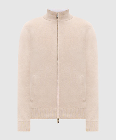 Beige Strickjacke aus Wolle und Kaschmir