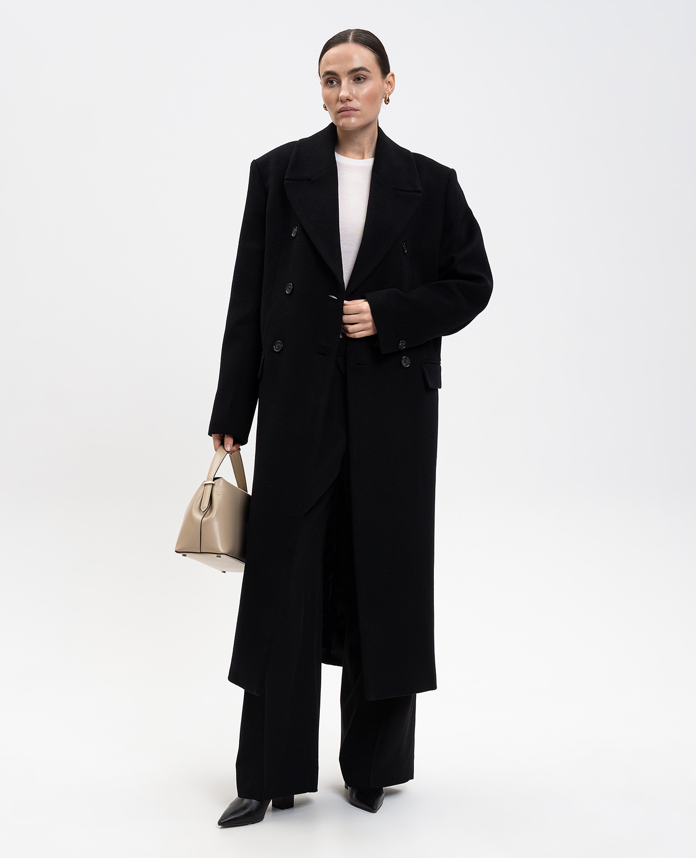 

Black double-breasted cashmere coat Toteme