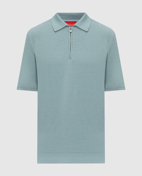ISAIA Blue polo shirt made of wool, silk and cashmere MG8440Y0537