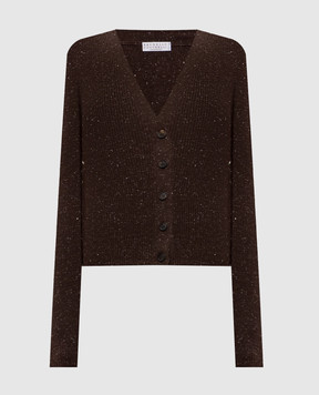 Brunello Cucinelli Brown ribbed cashmere cardigan M9A822206