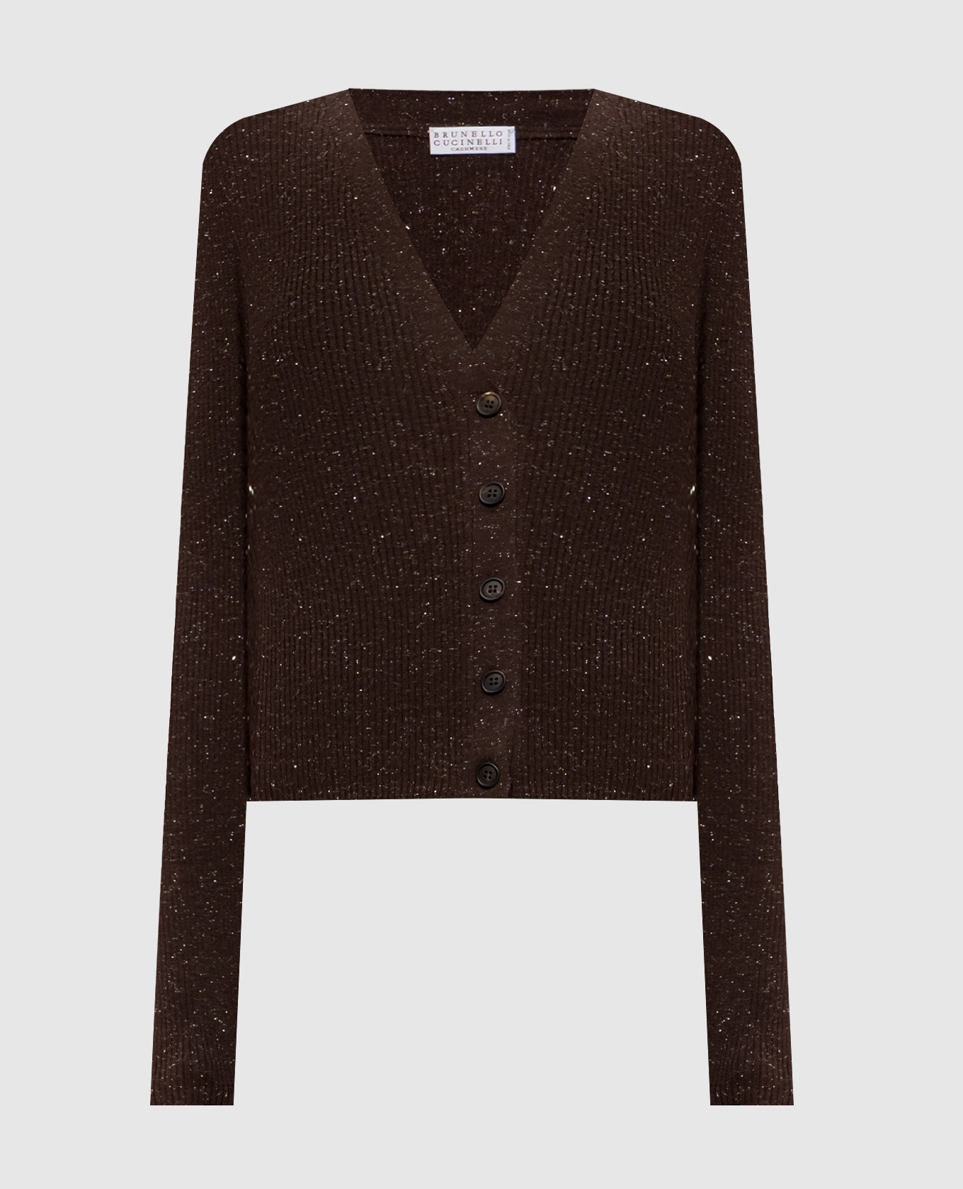Brown ribbed cashmere cardigan