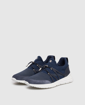 Stefano Ricci Blue combination sneakers with monogram logo UV689G6536TWYSDP