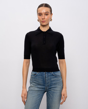 Saint Laurent Black wool, cashmere and silk polo 801518YAPK2