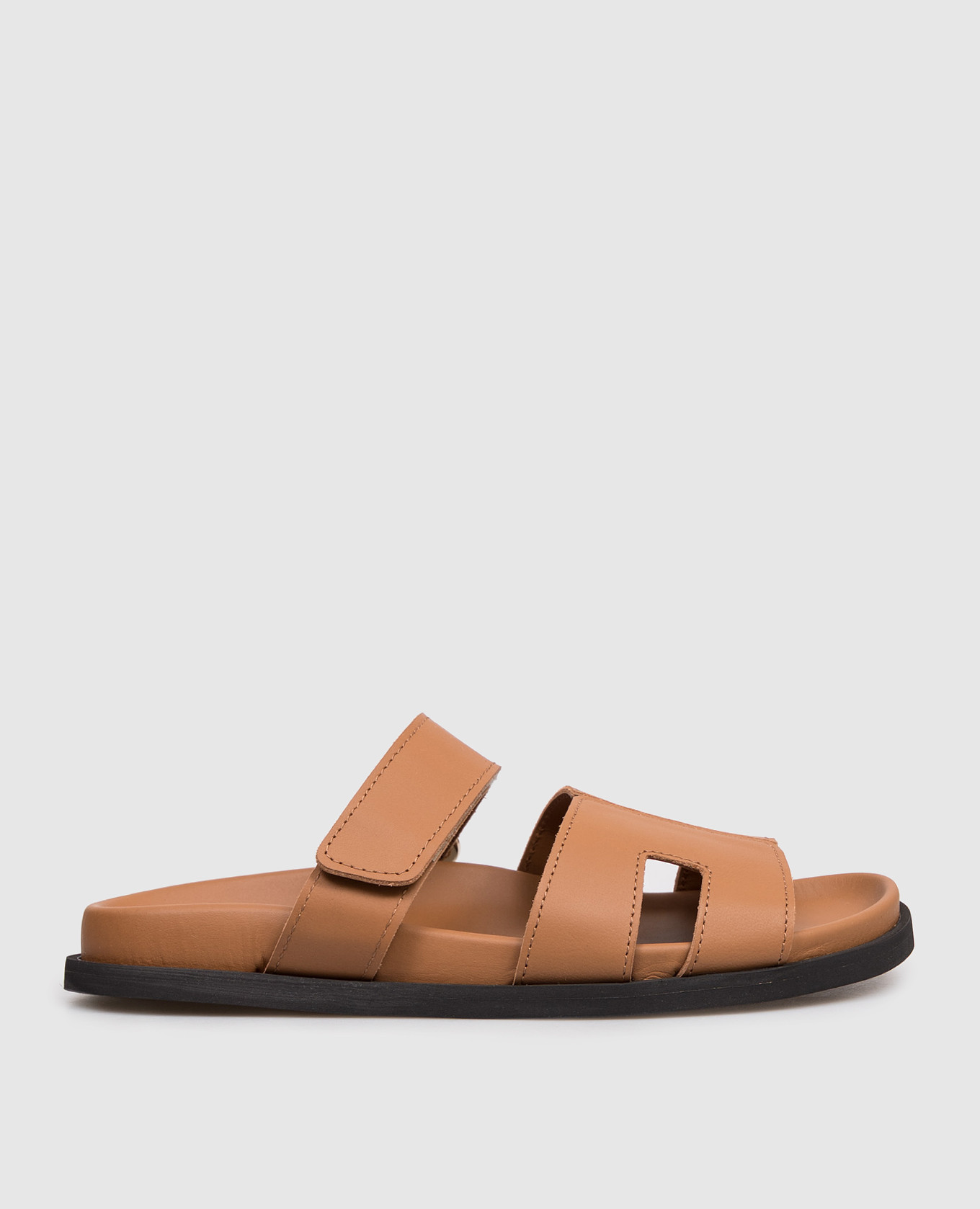 Brown leather flip-flops