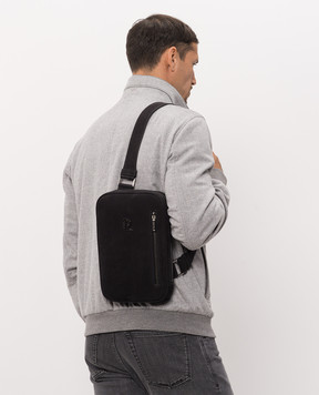 Stefano Ricci Black nubuck sling bag with monogram ND200SRUSNS