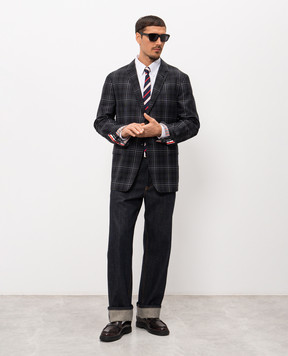 Thom Browne Black checked wool jacket MJU586HF1082