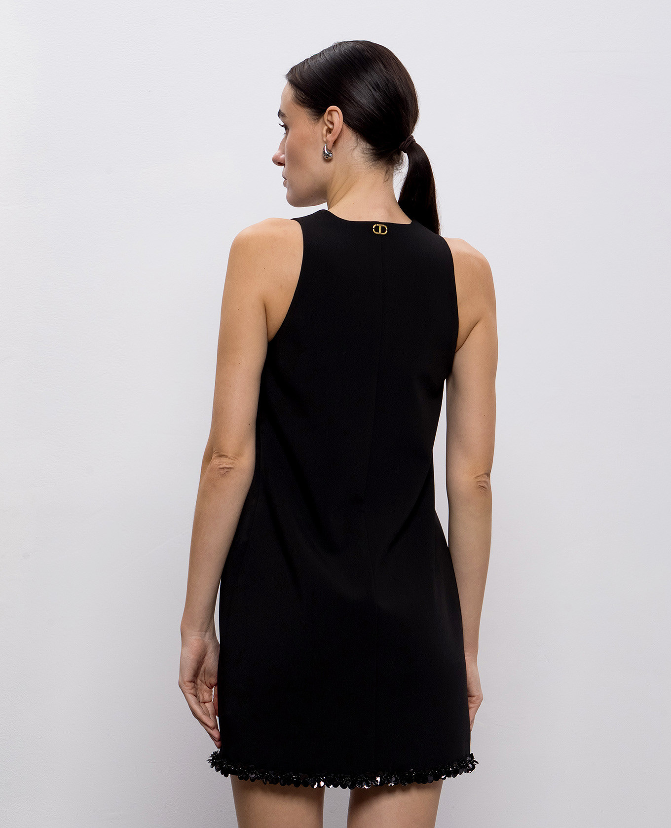 Black mini dress with sequins Twinset 4