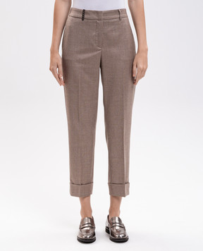 Peserico Brown wool pants P04253D03324
