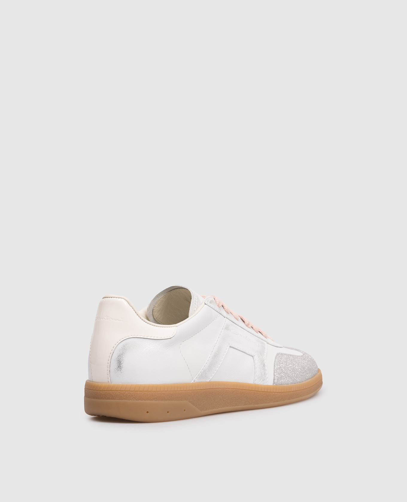 

White leather sneakers with glitter Santoni