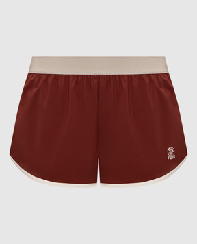 Brunello Cucinelli Burgundy shorts with embroidered emblem MQ965EU999
