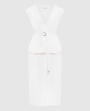 Brunello Cucinelli White double-layered dress with linen MH126AFV11
