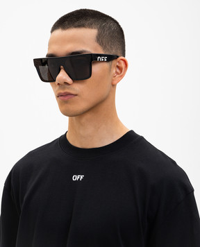 Off-White Black Columbus sunglasses with OFF logo print OW10011007146