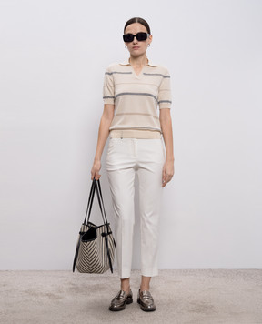 Peserico Beige striped polo shirt A99092F149173M