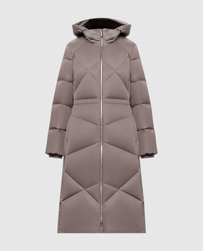 Be Florence Brown elongated down jacket with hood BE26110