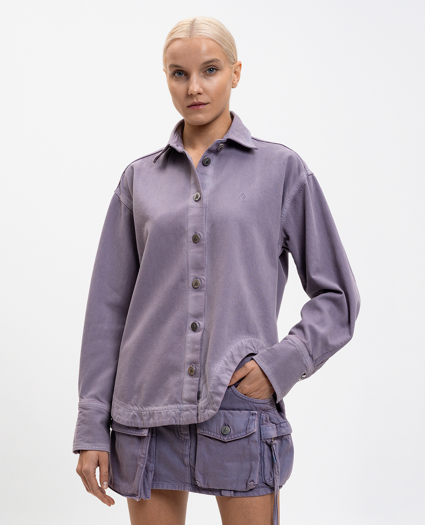 

Purple denim shirt with emblem The Attico, Violet