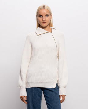 Dondup Ivory wool zip-up sweater DT453M01028D002