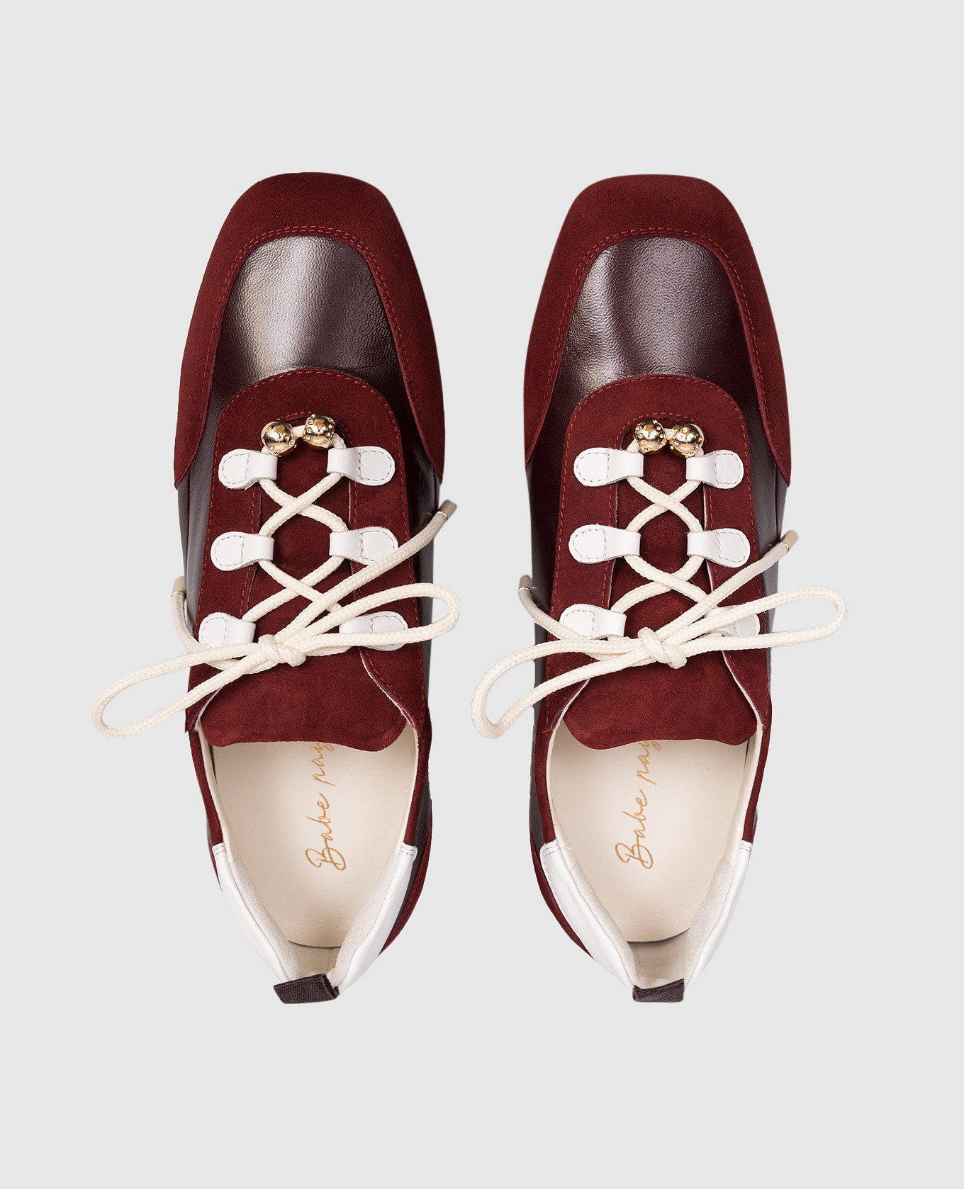 Burgundy leather sneakers with beads Babe Pay Pls 4