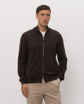 Peserico Brown wool and cashmere cardigan R59532F129V470