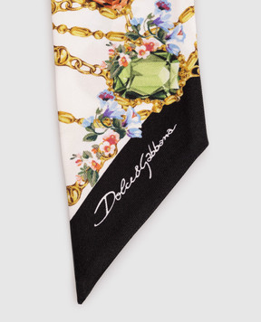 Dolce&Gabbana White printed silk twill ribbon FS215AGDDLI