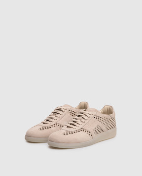 Santoni Beige suede sneakers with embossed logo WBPL61470TITTSQC