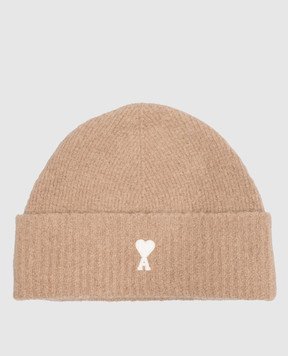 Ami Paris Beige hat with patch UBO005KN0135m