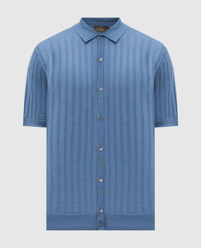 Brett Johnson Blue short-sleeved silk cardigan SS26K16LPOSOCE