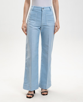 Victoria Beckham Alina blue flared jeans with logo patch 1126DJE007252BS