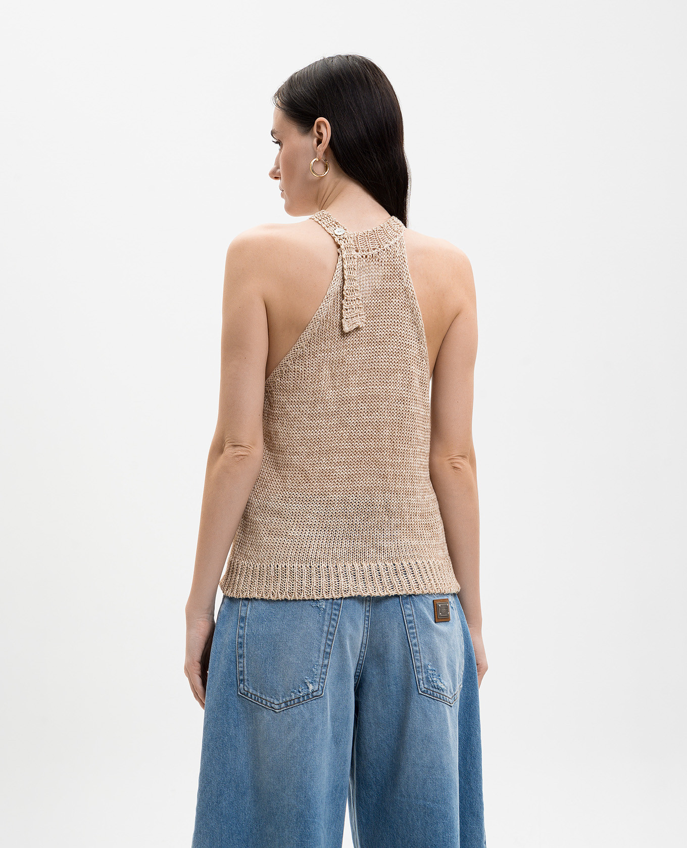 

Beige knitted top with linen Solotre
