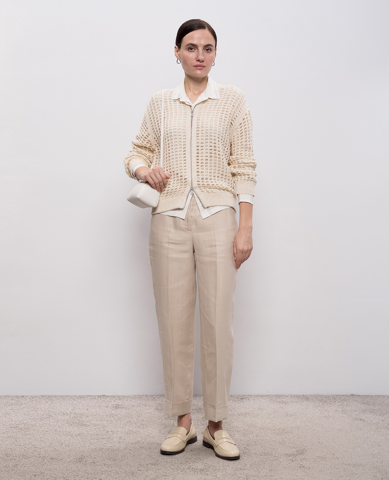 Beige openwork cardigan with sequins Peserico 2