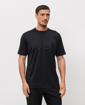 Stefano Ricci Black T-shirt with silk MVH6100140KATBP