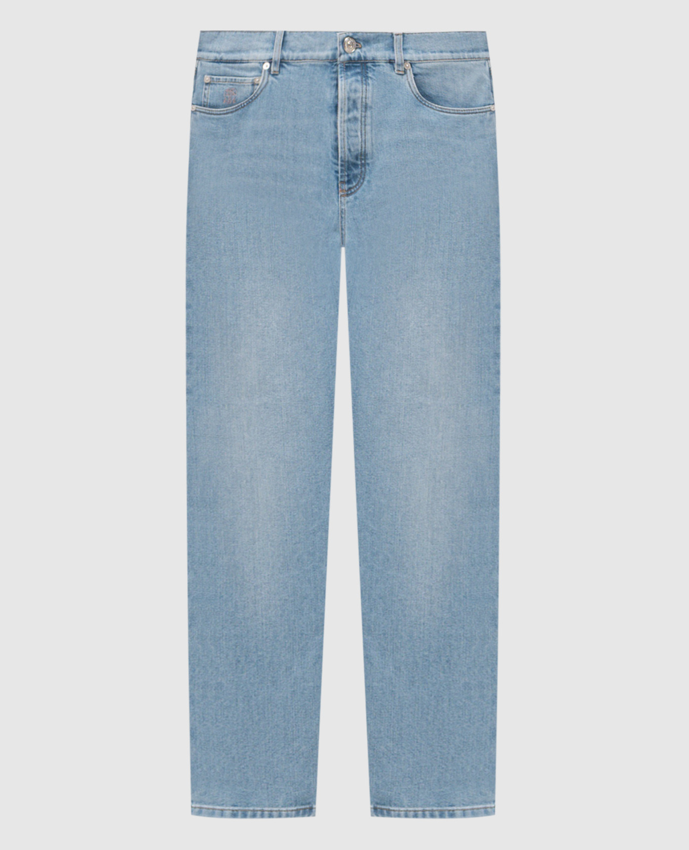 Blue jeans with logo patch