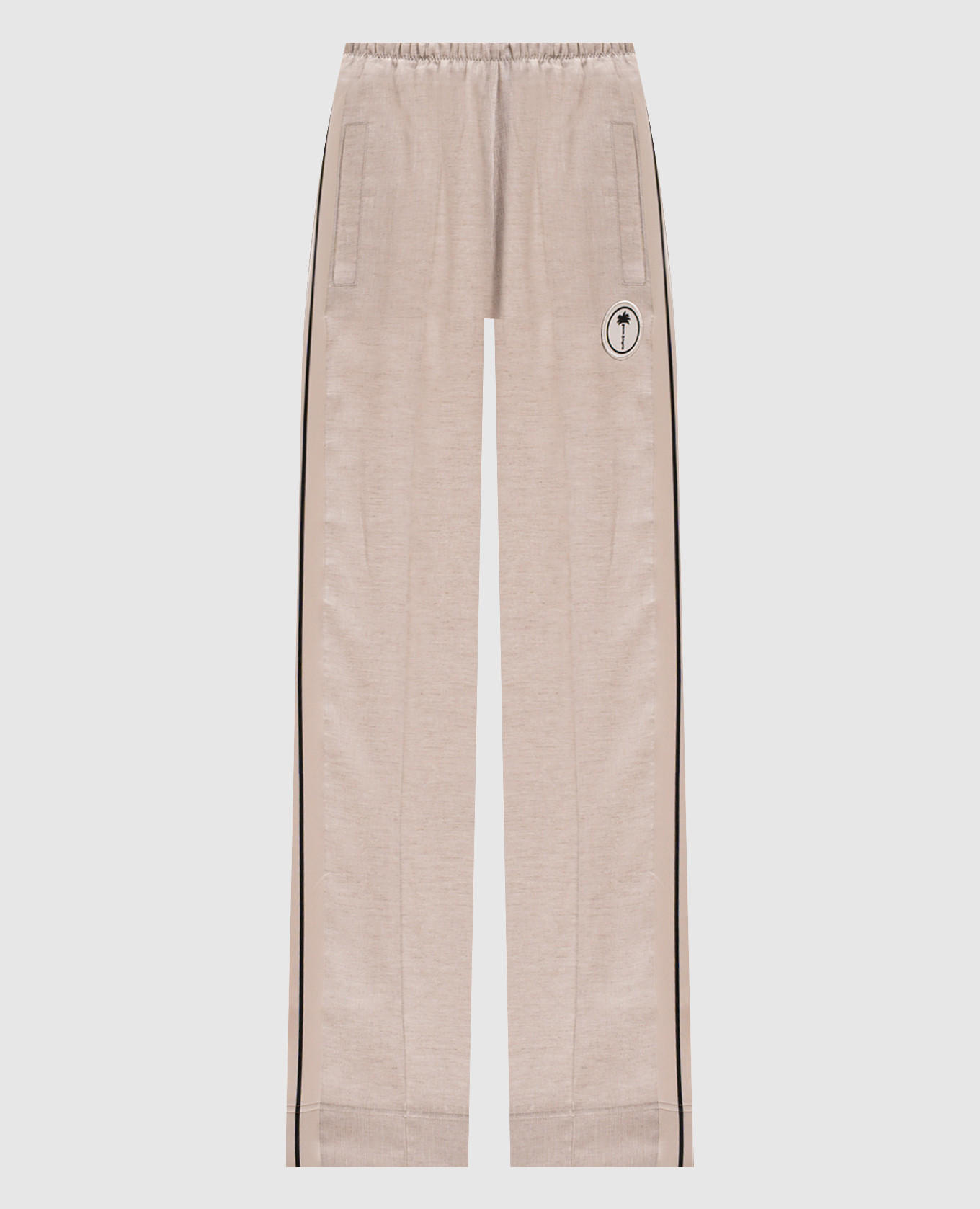 Pantaloni di lino beige a righe