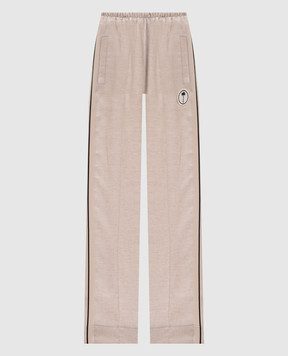 Palm Angels Beige linen pants with stripes PWCJ03CS26FAB001
