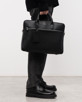 Serapian Black leather briefcase with logo SRCCHMLL706540Y001