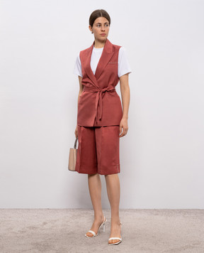 Peserico Red double-breasted vest with linen A03028A01926