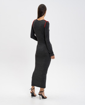 Off-White Grey melange midi dress with logo 2DB54ZF25JER001