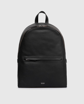 Tom Ford Black leather backpack with logo print H0735LCL606Y