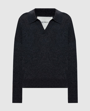 LISA YANG Katriel grey cashmere pullover with polo collar 2026310
