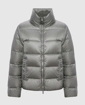 Peserico Green quilted down jacket with monil chain A2412702200