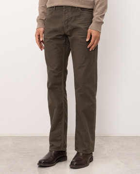 Tom Ford Khaki pants with logo patch DPH003DMC083