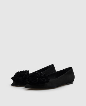 AGL Fergy black suede ballet flats with applique FERGYROSE