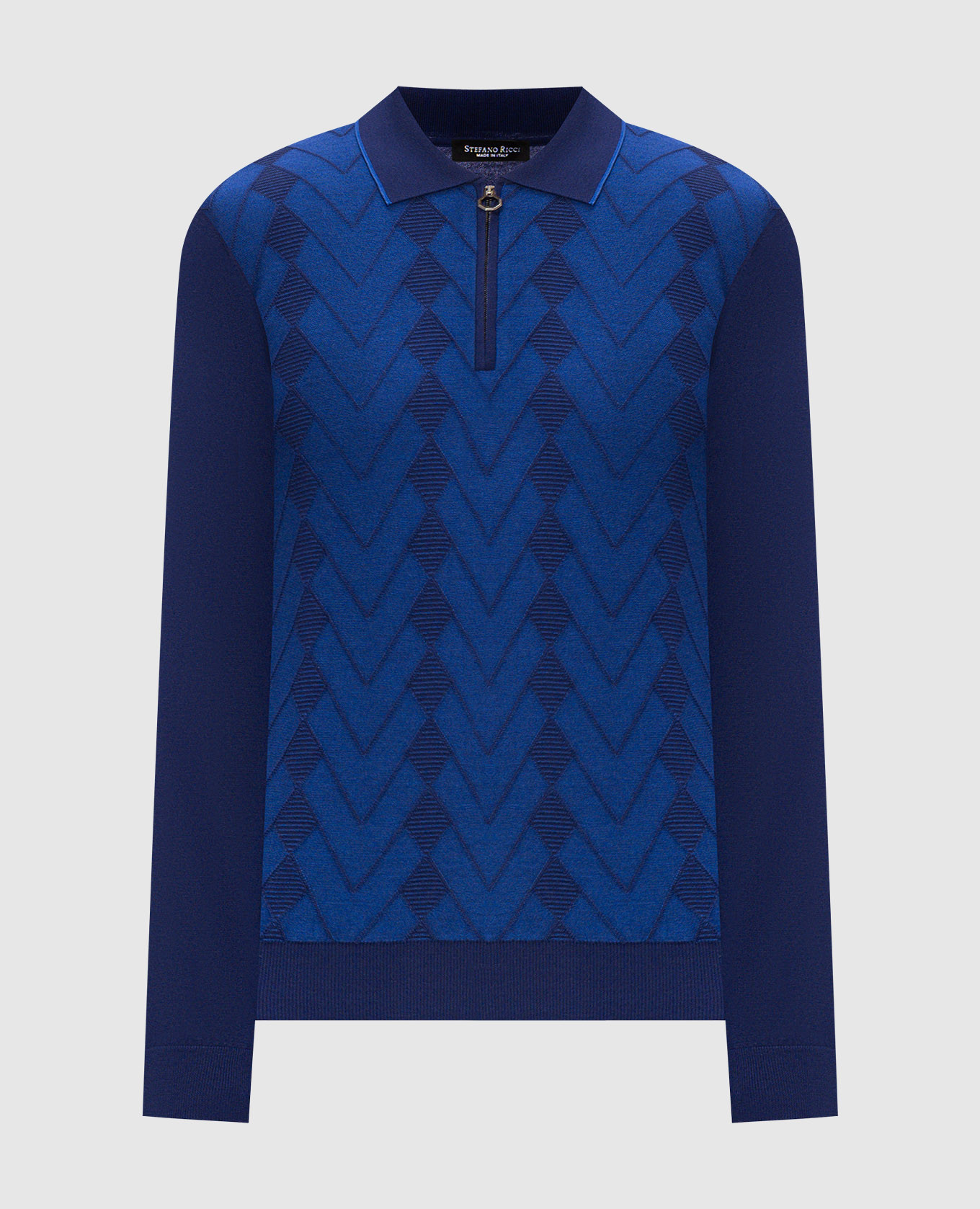 Blue wool and silk polo shirt