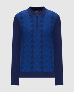 Stefano Ricci Blue wool and silk polo shirt KE06021P30E26407