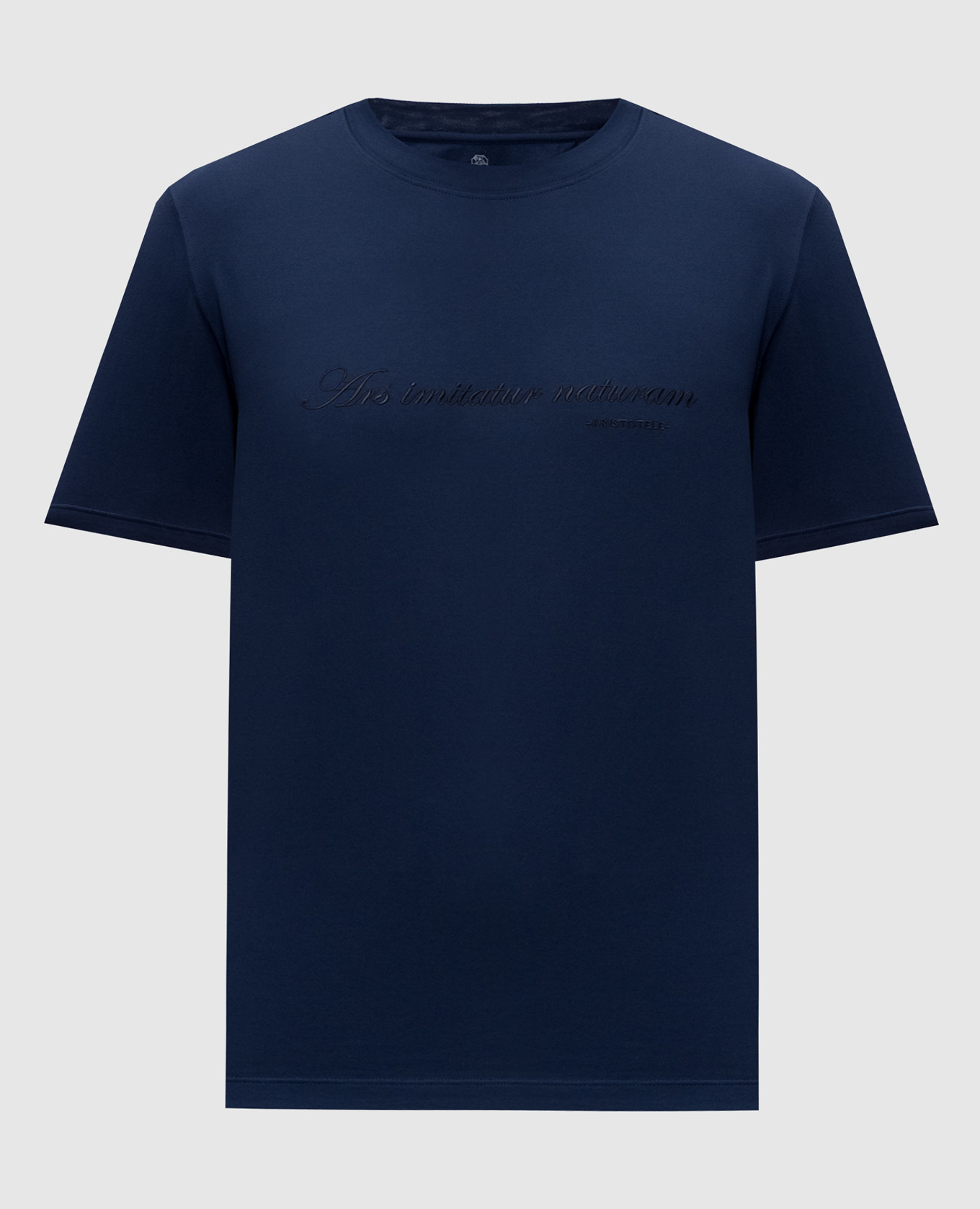 Blue T-shirt with embroidered inscription