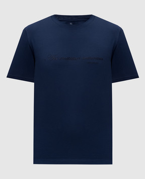Brunello Cucinelli Blue T-shirt with embroidered inscription M0B138518