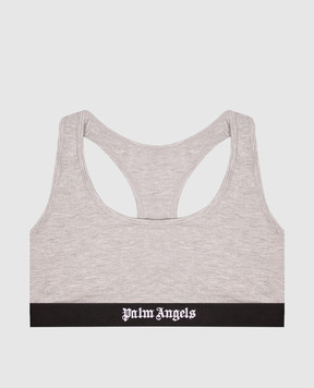 Palm Angels Grey top with logo pattern PLA1UWTP04SI